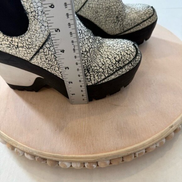 Hunter Boots Chelsea Crackle Leather Black and White Platform Wedge Size 6 - Picture 7 of 12